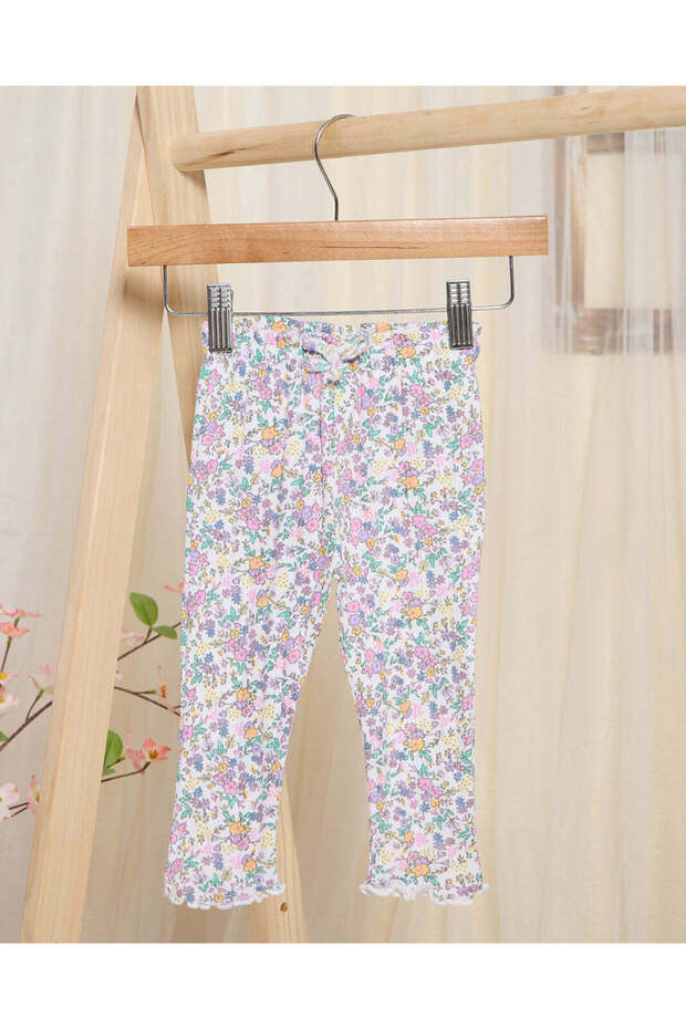 Infant Girls White Printed Leggings
