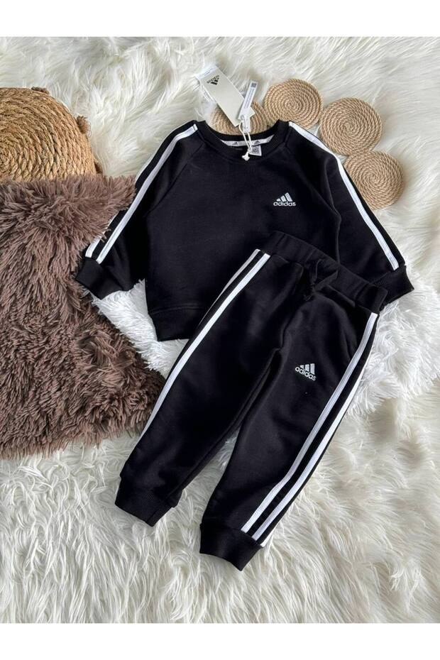 Unisex Black Striped Children's Suit