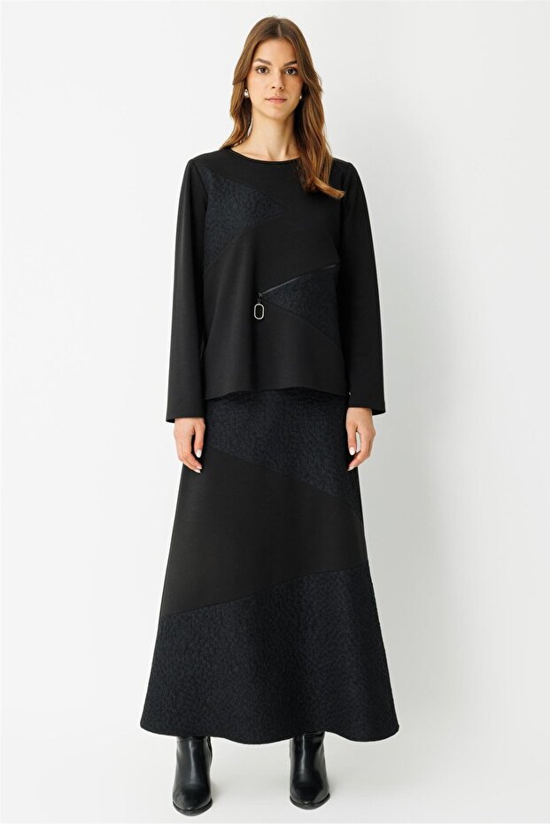 Patchli Etekli Takım Siyah - 3