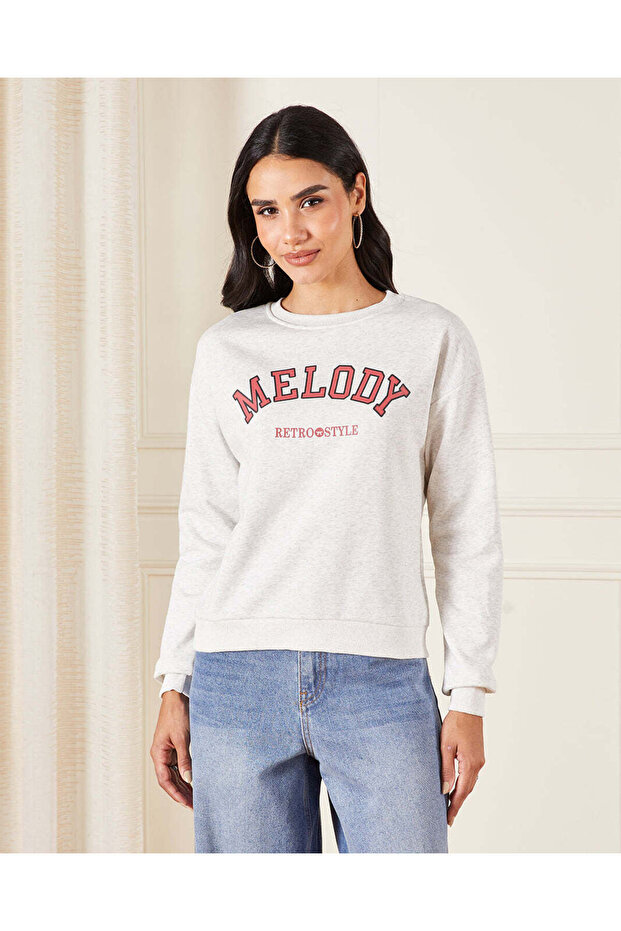 Women Grey Printed Sweatshirt