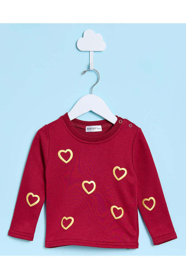Infant Girls Burgundy Printed Sweatshirt