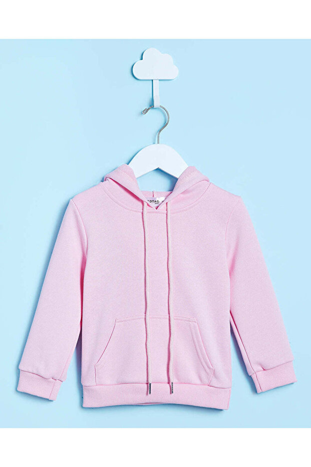 Infant Girls Pink Printed Hooded Sweatshirt