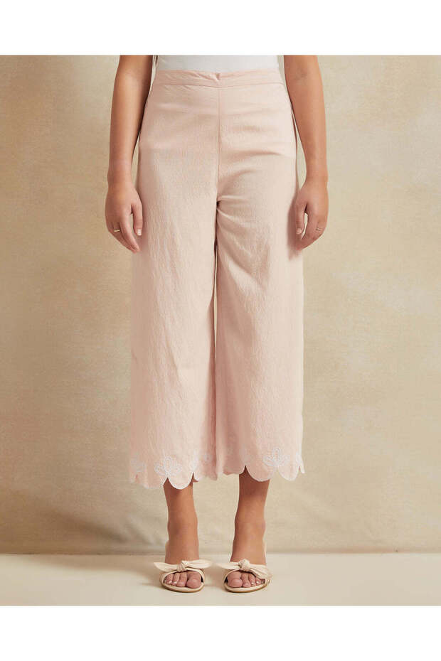 Senior Girls Pink Embroidered Culottes
