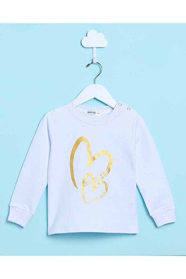 Infant Girls White Printed Sweatshirt