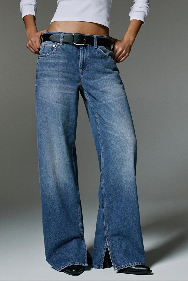 Yırtmaçlı düz paça jean - 1