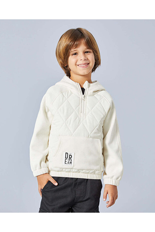 Boys Ecru Hooded Sweatshirt