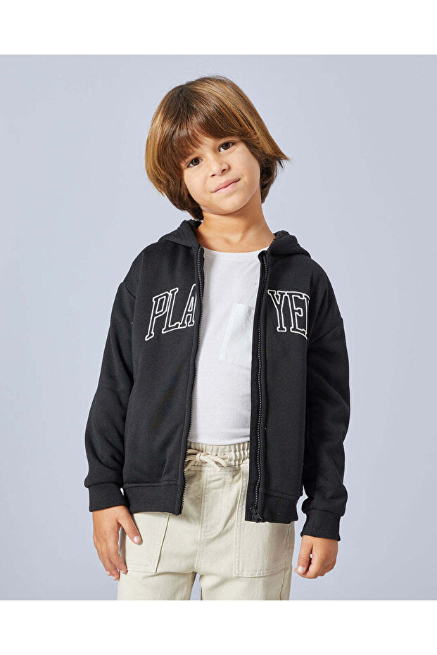 Boys Black Hooded Sweatshirt