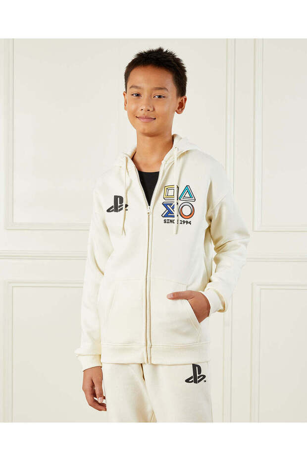 Senior Boys Ivory PlayStation Hooded Sweatshirt