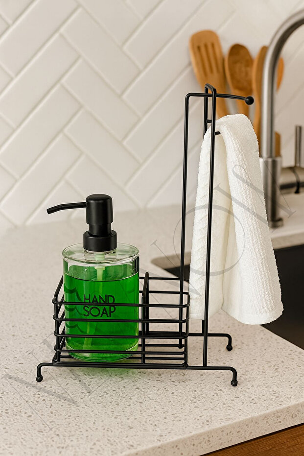 Kitchen Luxe Minimalist Metal Soap Dispenser Set – Dishwashing Liquid Bottle, with Metal Hanger