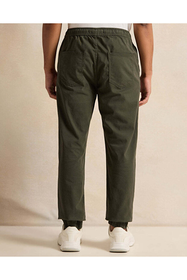 Men Olive Solid Joggers - 3