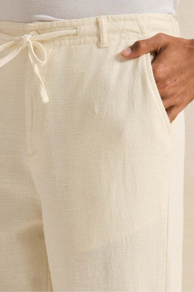 Men Beige Solid Trousers - 4