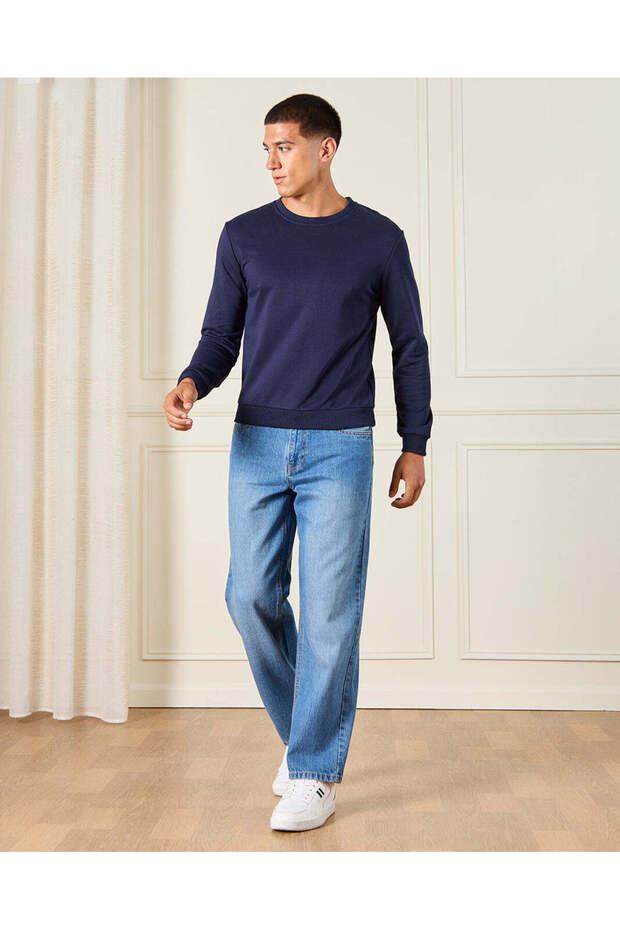 Men Navy Solid Sweatshirt - 2