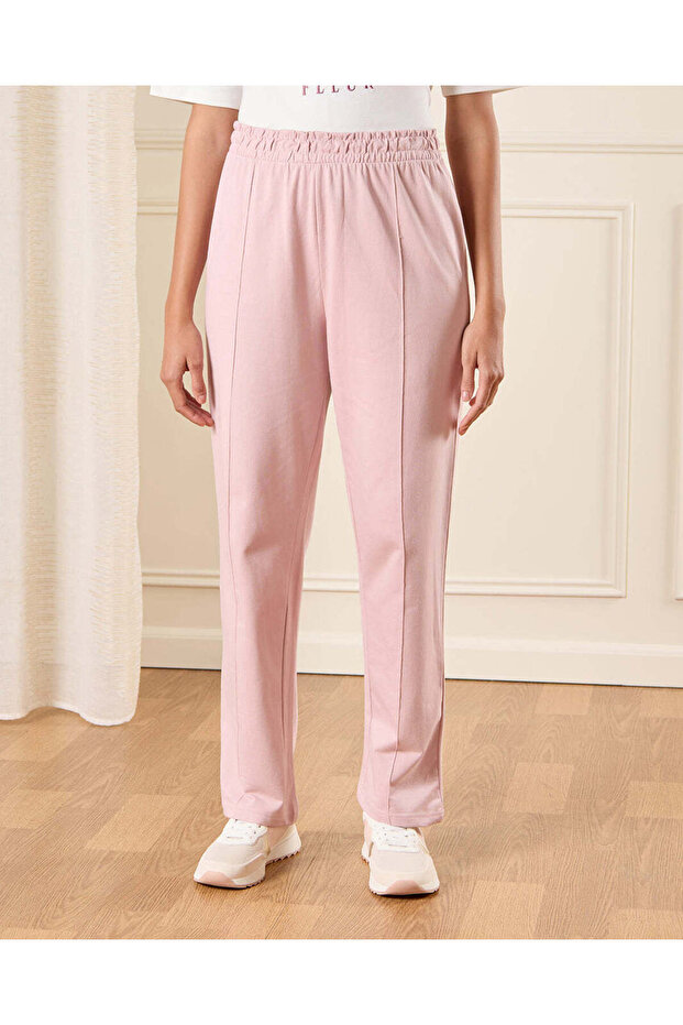 Women Pink Terry Active Pants