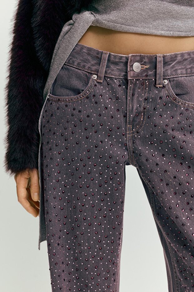 Strasslı düz kesim jean - 6