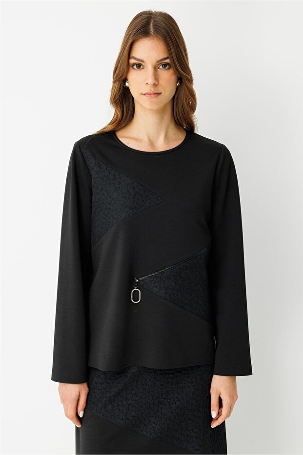 Patchli Etekli Takım Siyah - 2