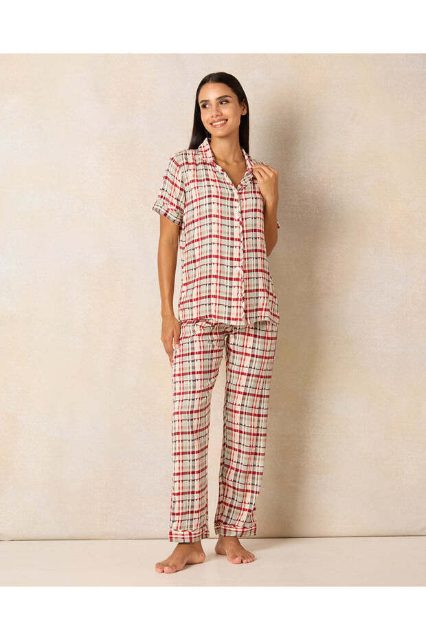 Women Multicolour Checkered Pyjama Set (2 Piece)