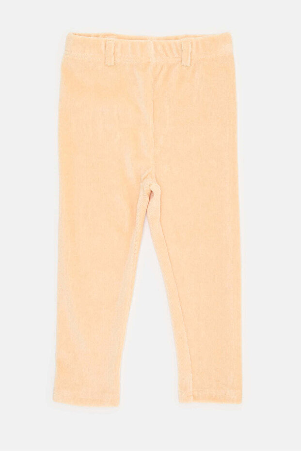 Infant Girls Beige Ribbed Jeggings