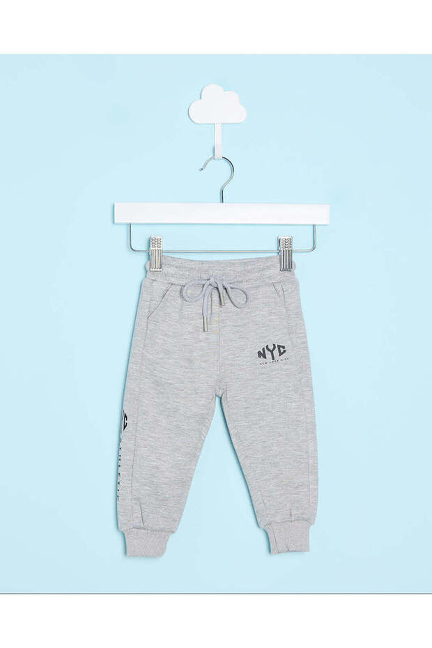 Infant Boys Grey Printed Active Pants