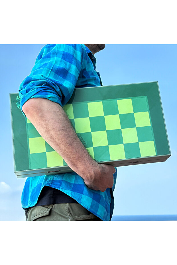 Backgammon Set with Dice and Checkers | Magnetic Lock MDF Foldable Case - 5