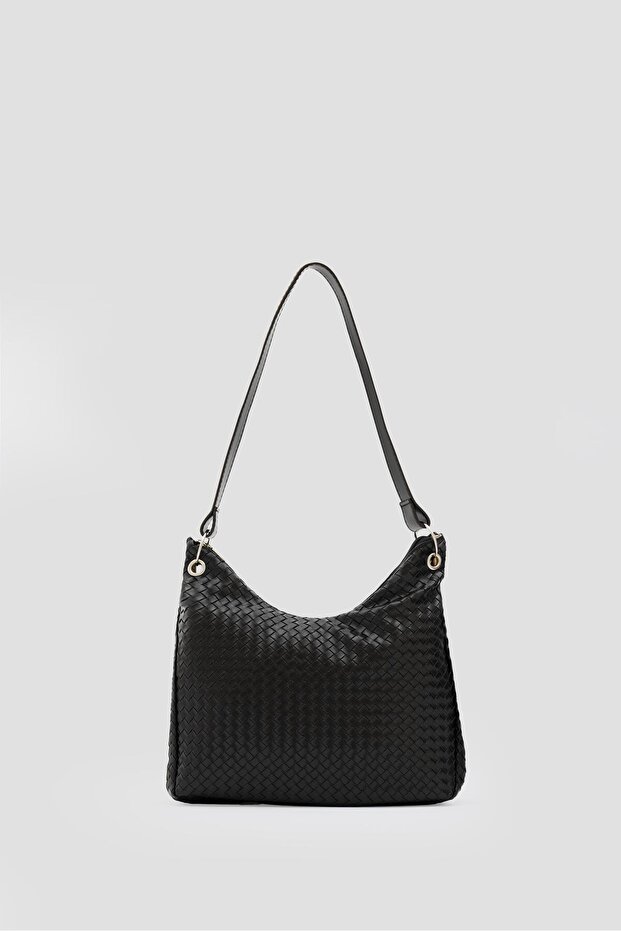 Valerie Braided Shoulder Bag Black