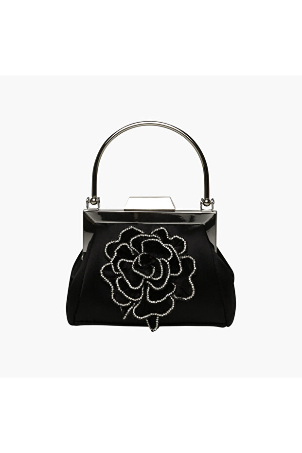Embellished Clutch with Metal Handle