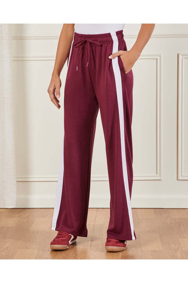 Women Burgundy Sidetape Detail Active Pant