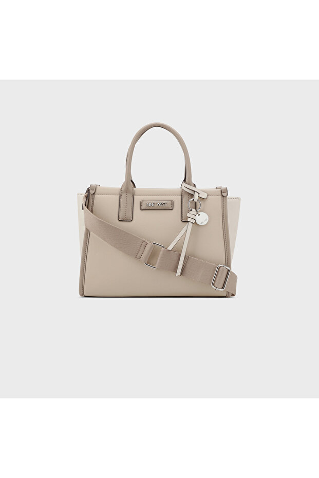 Hendrick Textured Double Handle Satchel Bag with Zipper Closure and Detachable Strap