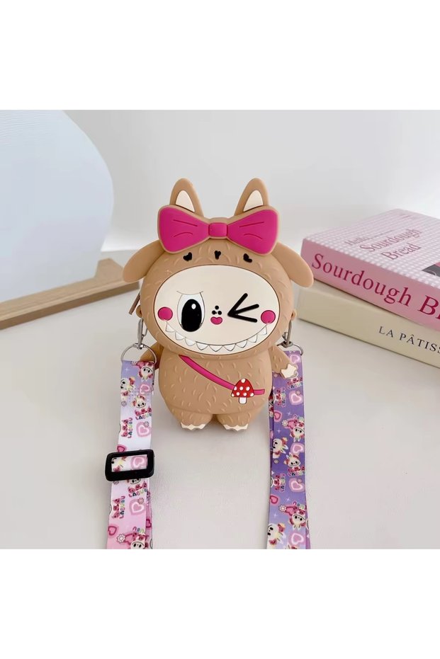 Labubu Cat Ear Silicone Bag Wallet Women Teen Girls Kids Baby 15X9 cm Gift Adjustable Strap