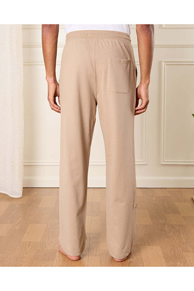 بنطلون رجالي بيج سادة للاسترخاء - 3