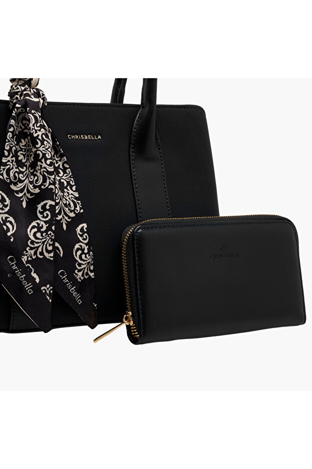 Scarf Accent Tote Bag with Wallet - 5