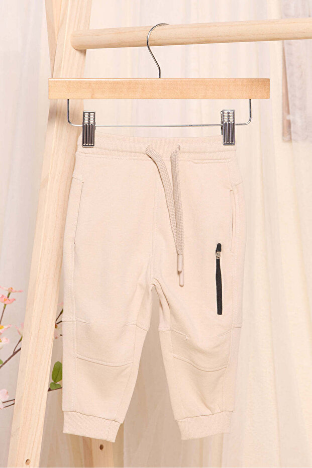 Infant Boys Beige Plated Interlock Active Pants