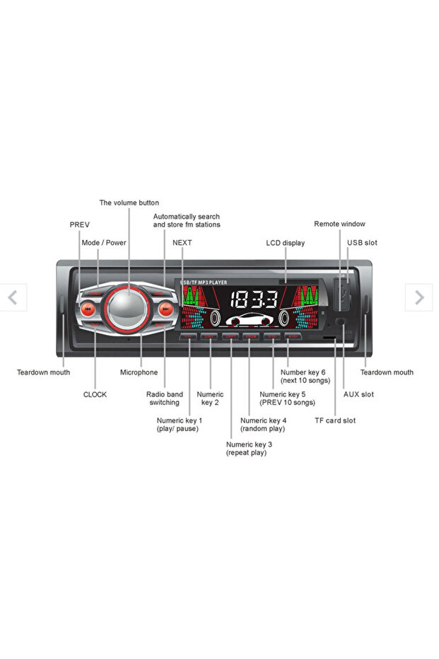 PA6247 car player with LCD display and remote control - 2