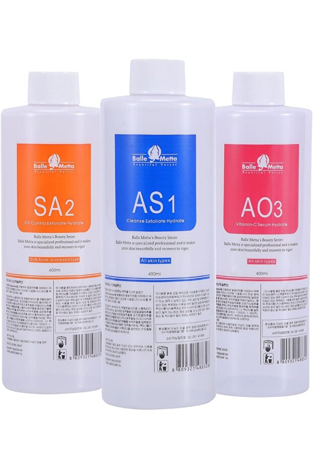 AS1 SA2 AO3 Aqua Peeling Solution 3x400ml - Salon Professional Hydra Facial Dermabrasion