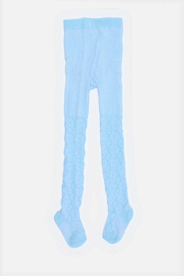 Infant Girls Blue Jacquard Full Length Tights