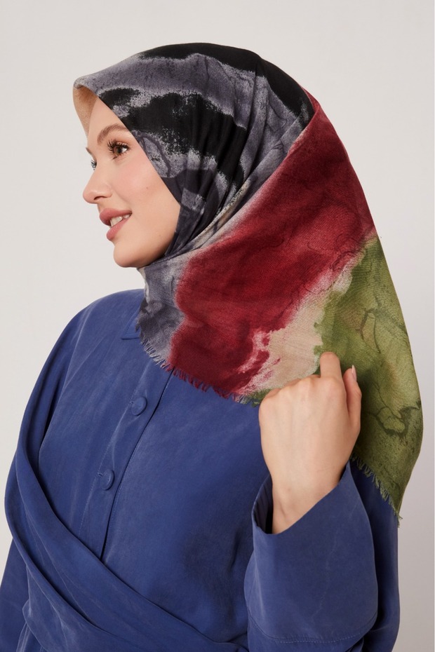 وشاح نسائي من القطن غير قابل للانزلاق ناعم بنمط مموج 100x100 سم