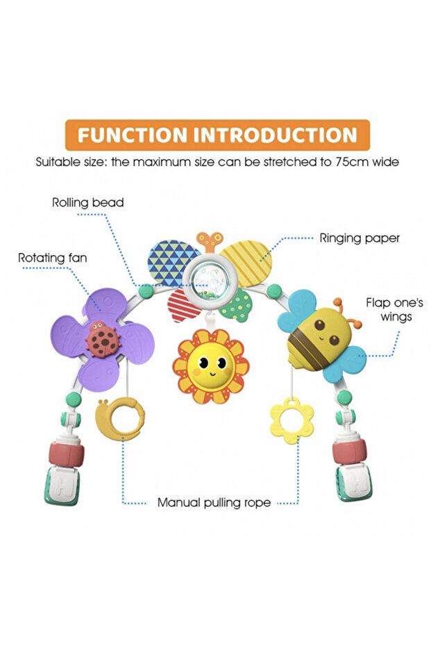 Toy arch for cot or pram, with rattle and multiple functions, 48 cm - 4