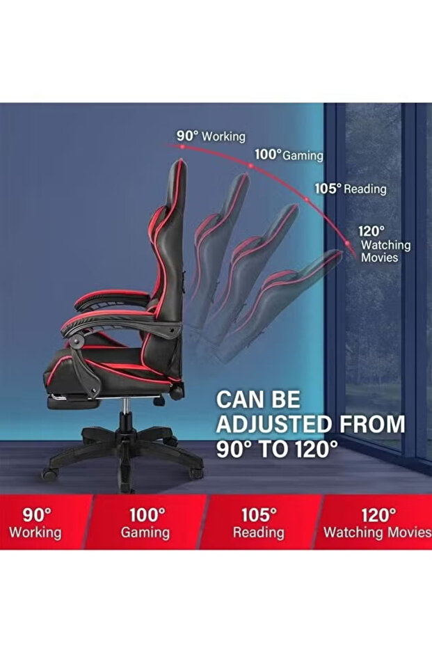 2-in-1 Adjustable Gaming Chair Set with Cushion and Headrest, and L-Shaped Computer Desk and Table - 4