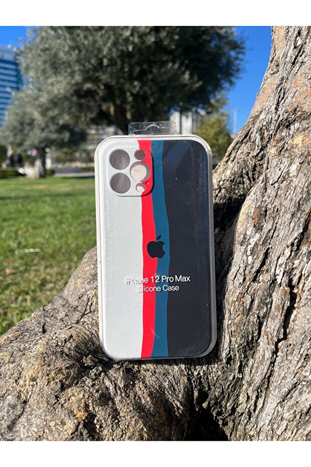 حافظة آيفون 12 برو ماكس المتوافقة مع الشعار بألوان قوس قزح - 1