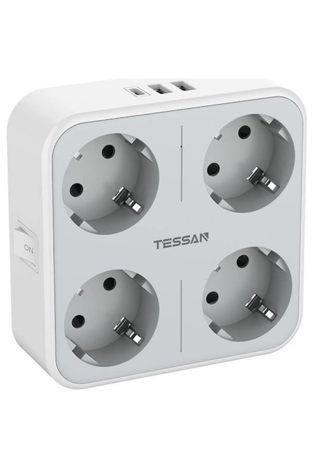 Power Socket Adapter TS-302-DE-C, with switch, 4 outlets, 2xUSB-A, 1xUSB-C, 10A