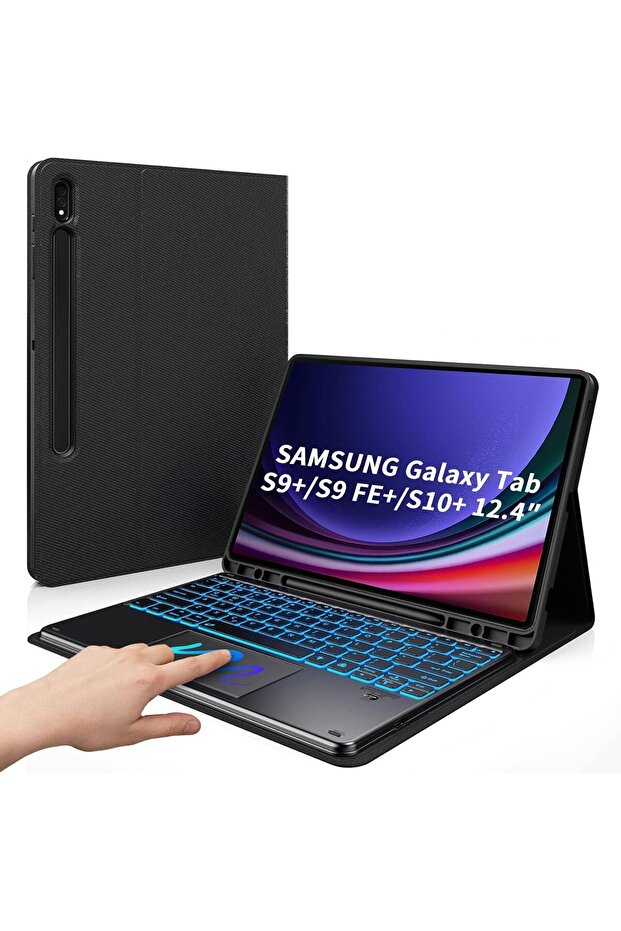 Keyboard Case with Touchpad for Samsung Galaxy Tab S10+/S9+/S9 FE+ 12.4 Inch (Black)