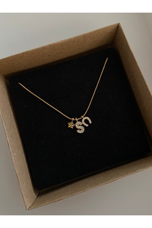 Harf Charm Çelik Kolye - 1