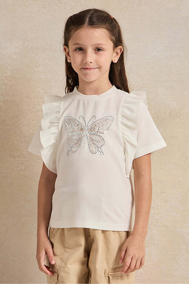 Girls White Embroidered Top