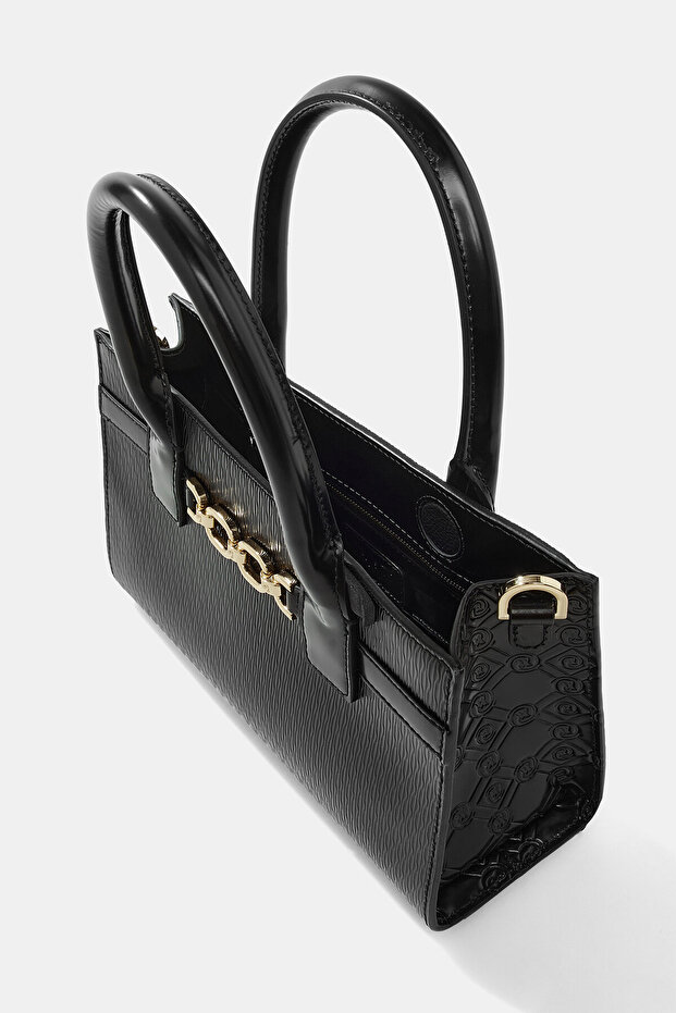 SİYAH MONOGRAM DERİ ÇANTA - 6