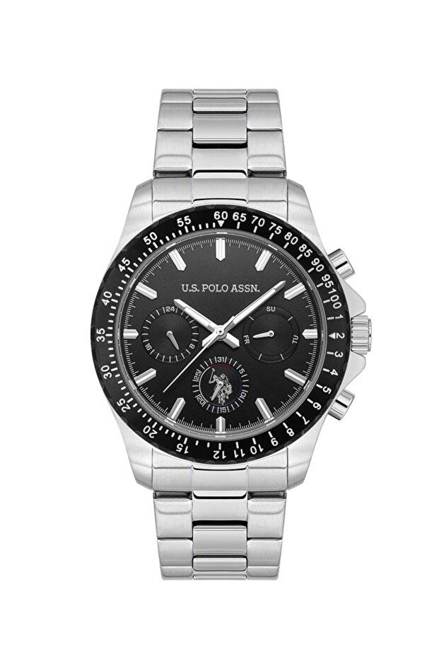 Crossing 42mm Chronograph Men's Watch - Black Dial, Rotating Bezel, Stainless Steel