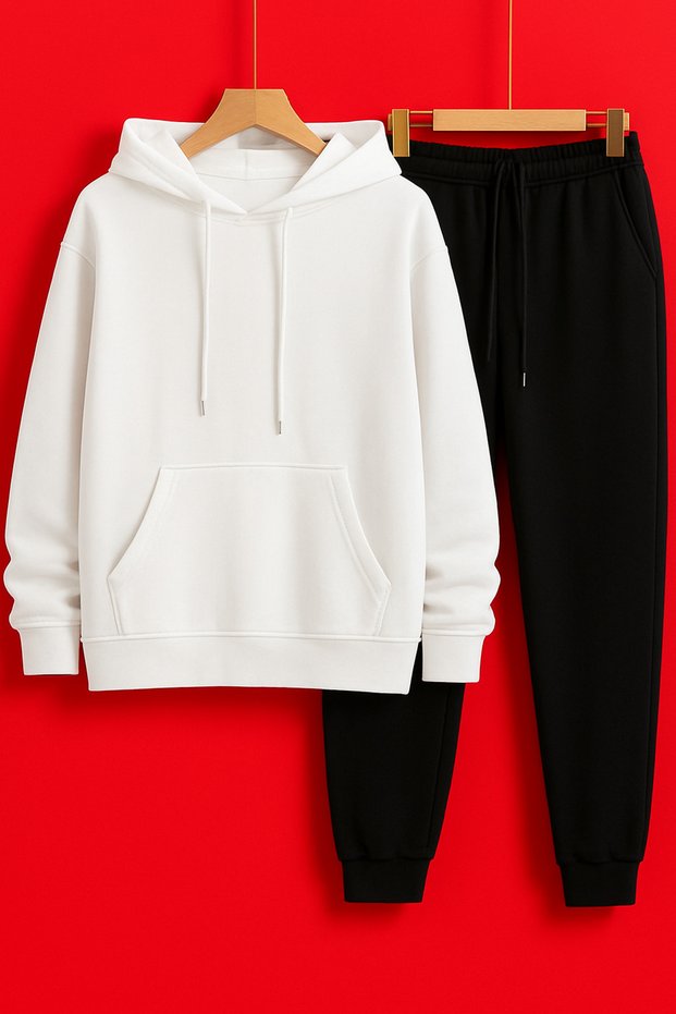Team Hooded Sewat Black Bottom Top 2-Piece