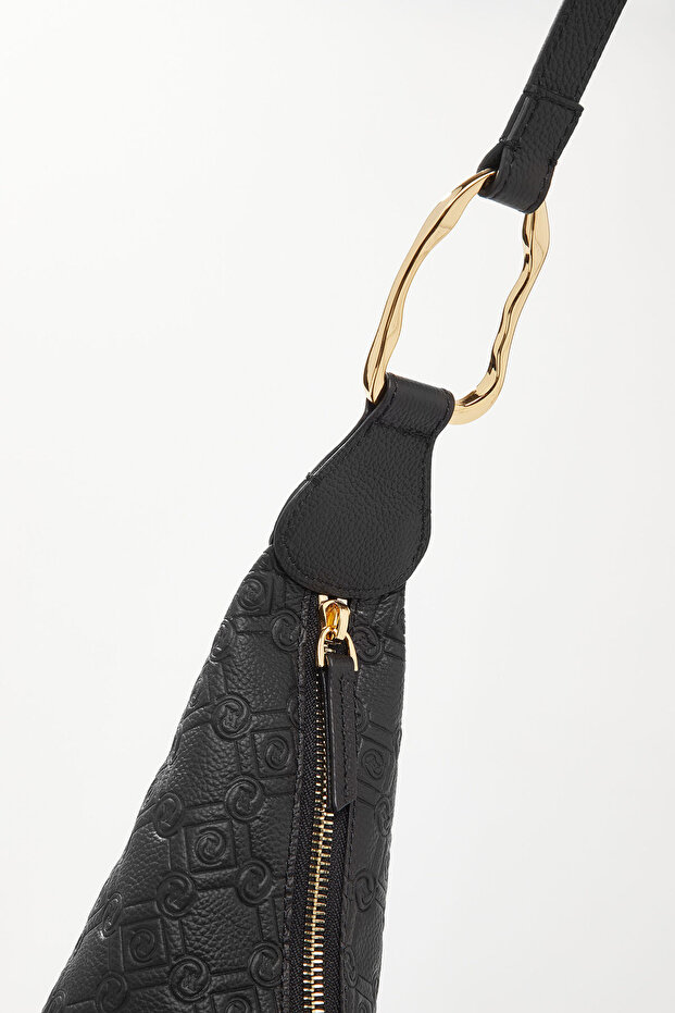 SİYAH MONOGRAM DERİ ÇANTA - 4