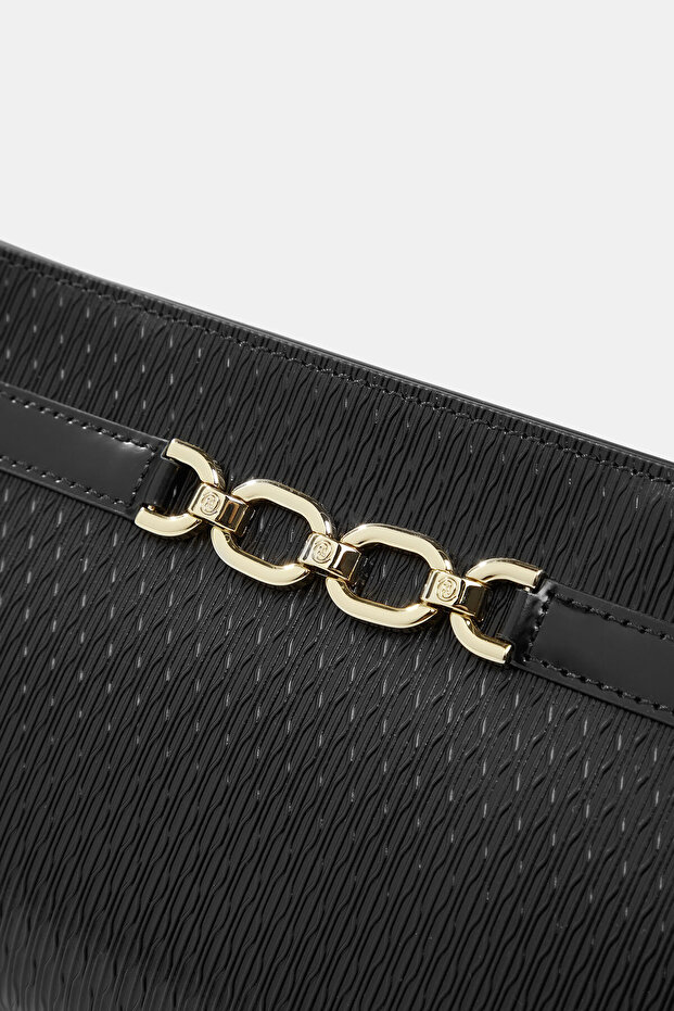 SİYAH MONOGRAM DERİ ÇANTA - 5