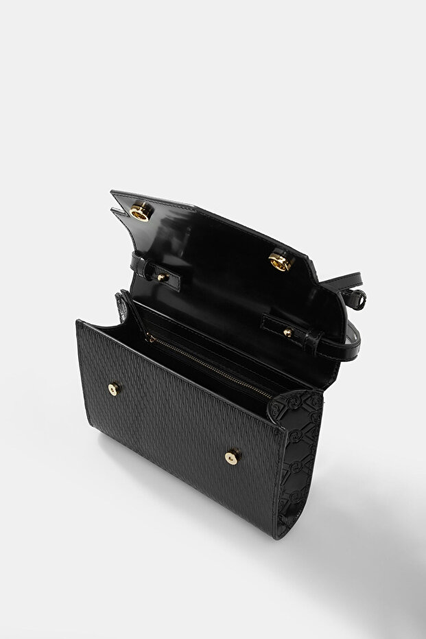 SİYAH MONOGRAM DERİ ÇANTA - 7