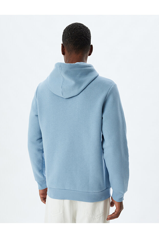 Şardonlu Pamuk Karışımlı Basic Kapşonlu Sweatshirt - 4