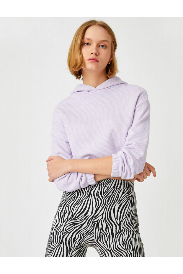 Kapüşonlu Triko Sweatshirt - 1